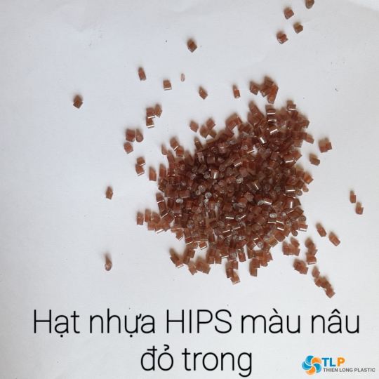 Hạt nhựa tái sinh HIPS màu nâu đỏ trong